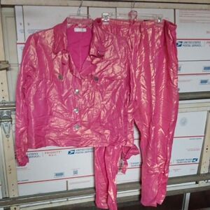 Vintage? Weavz Size L  2 Pc Satin Look Oant Suit *(SKU 501)